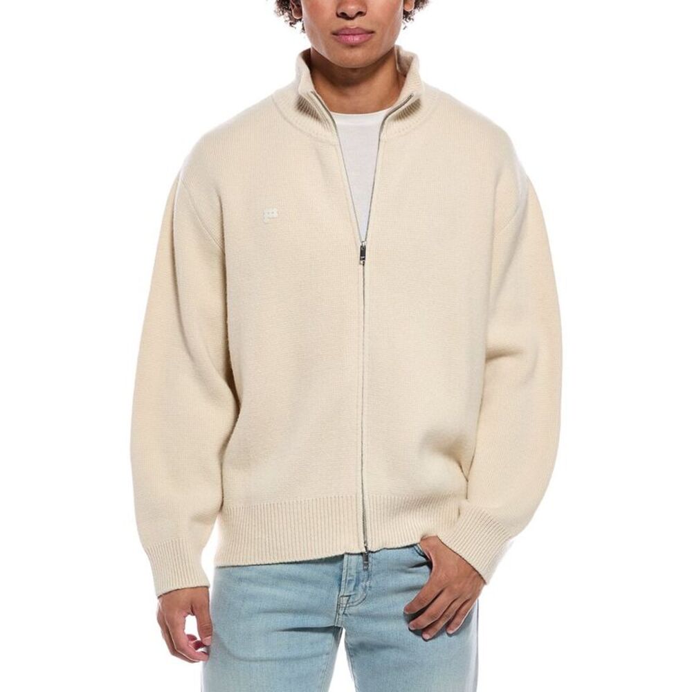 Pangaia Mens  Full Zip Cashmere & Wool-Blend Mock Neck Sweater